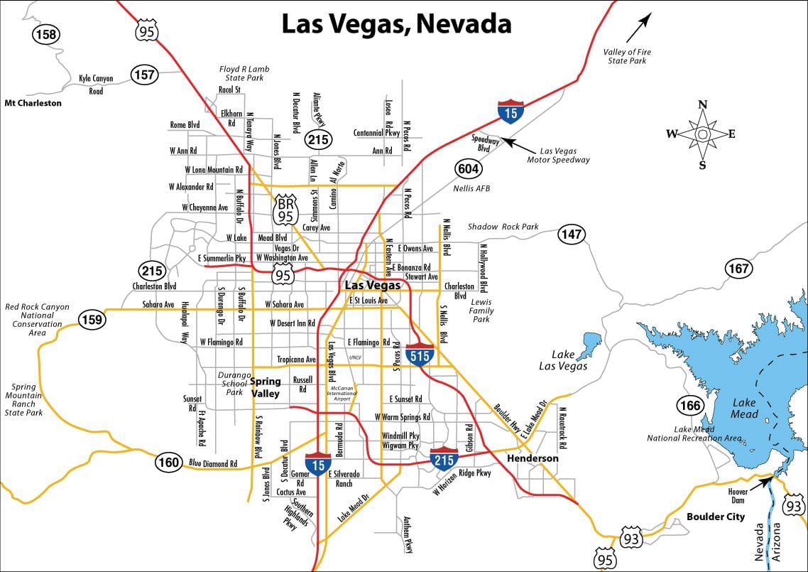 miesto Las Vegasas žemėlapyje