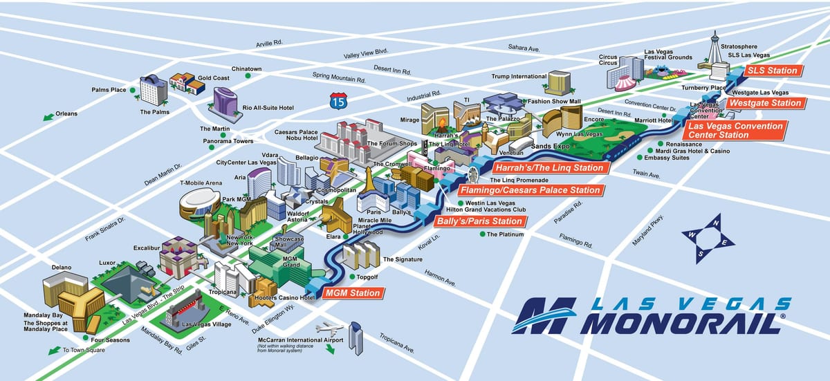monorail Vegas žemėlapyje