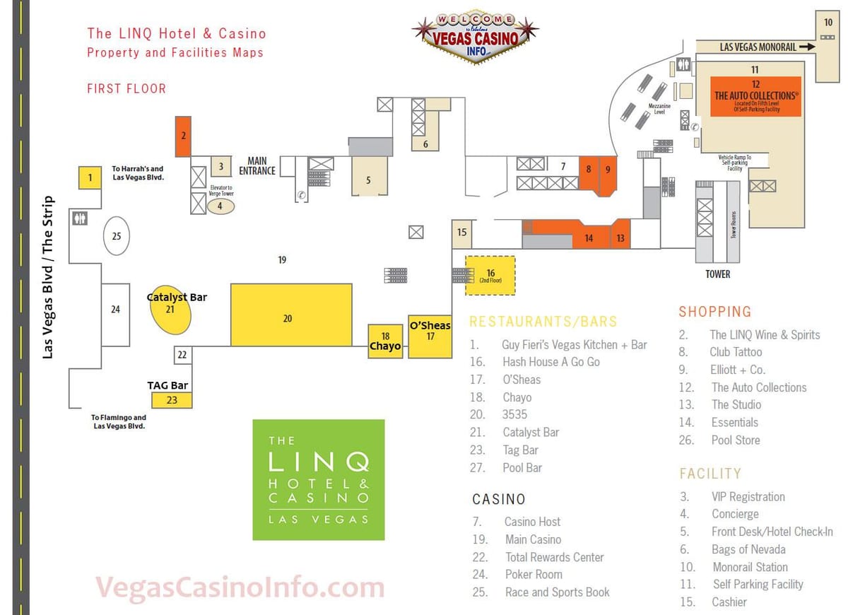 žemėlapis Linq Las Vegasas