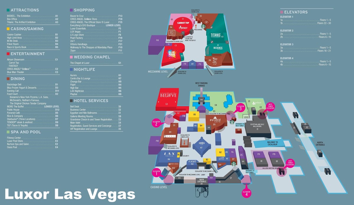žemėlapis Luxor Las Vegas