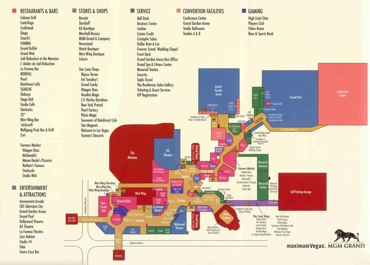 žemėlapis MGM grand, Las Vegas
