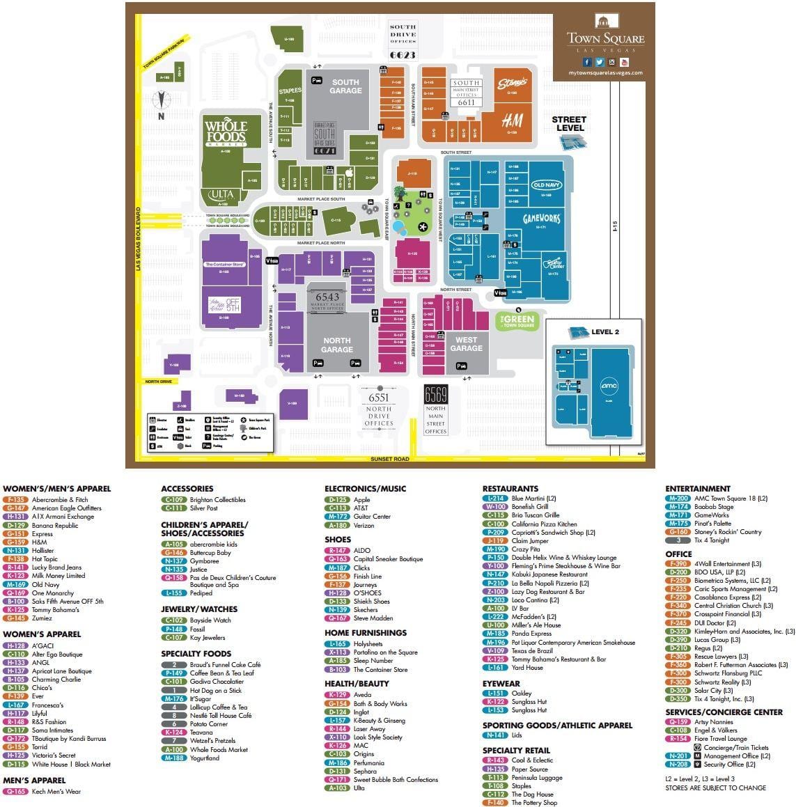 miesto centre, Las Vegasas žemėlapyje